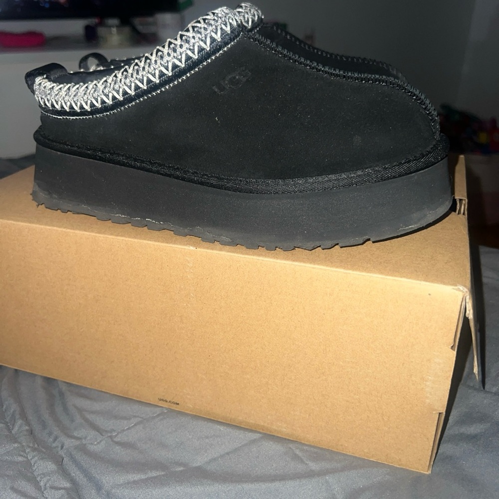 UGG Black Mules with White Trim